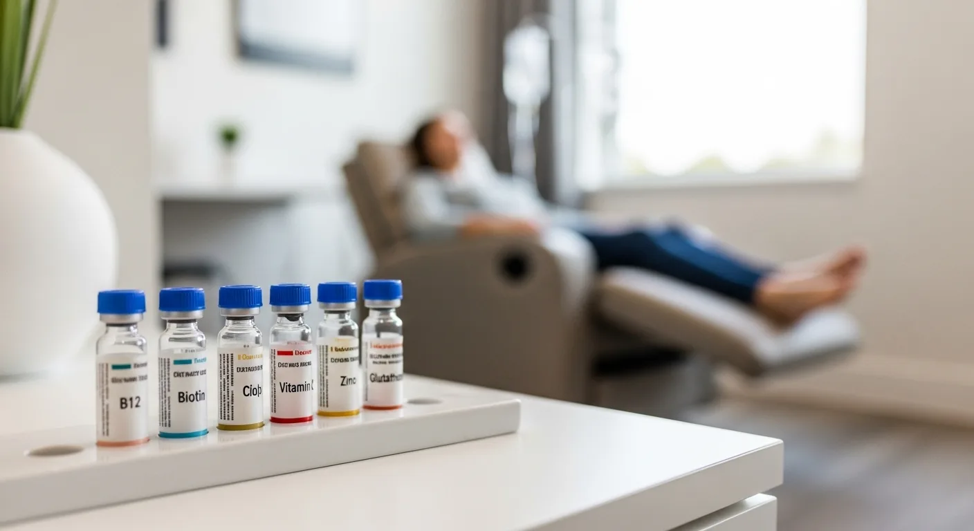 IV Therapy Add-Ons including B12, Biotin, Vitamin C, Zinc, and Glutathione for customized infusions