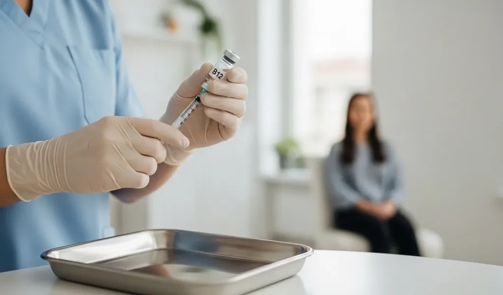 Vitamin B12 Injection prepared in a wellness clinic to support energy and vitality
